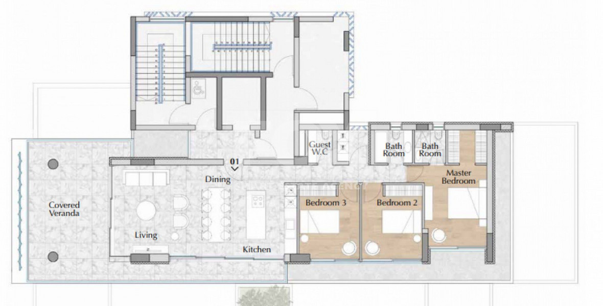 Modern Three Bedroom whole floor Apartment with en-suite staff room for sale in Prestigious Amathounta Area