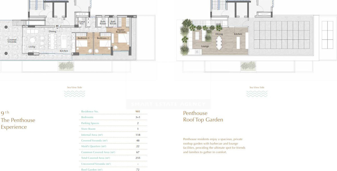 Luxury Sea-View Penthouse with Roof Garden and En-Suite Staff Room for Sale in Amathounta, Limassol