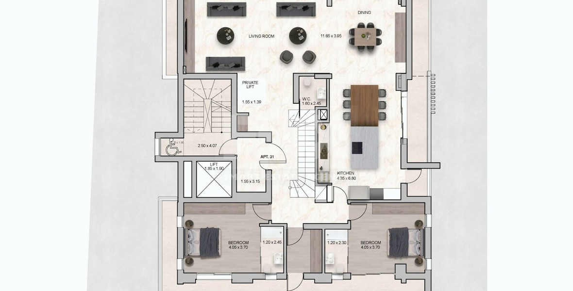 Four Bed Penthouse with Roof Garden For Sale In Germasogeia Limassol Cyprus