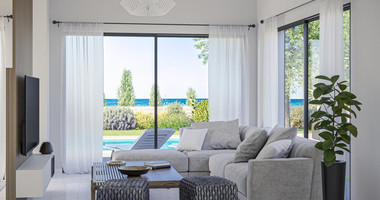 Seafront four bedroom luxury villa ,just 100m from the beach, in Pomos Village