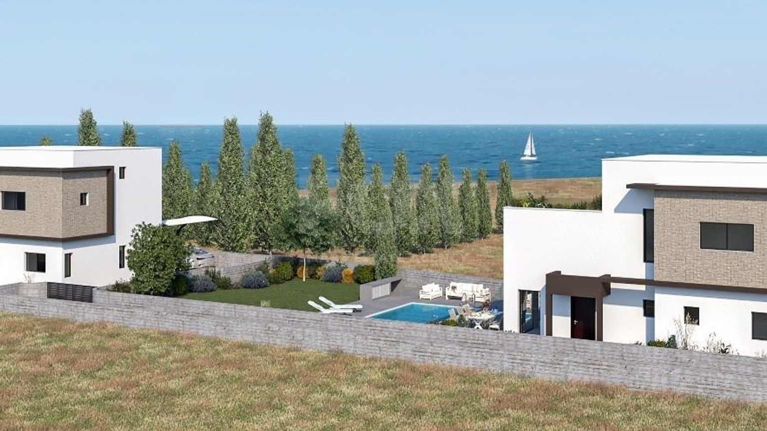 Seafront four bedroom luxury villa ,just 100m from the beach, in Pomos Village