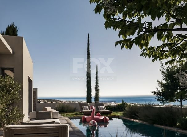 Three bedroom luxury villa with sea view in Peyia village .