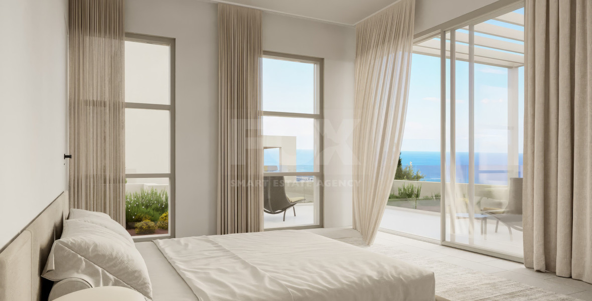 Two bedroom luxury villa with sea view in Peyia village for sale