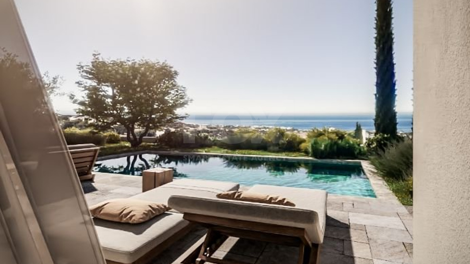 Two bedroom luxury villa with sea view in Peyia village for sale