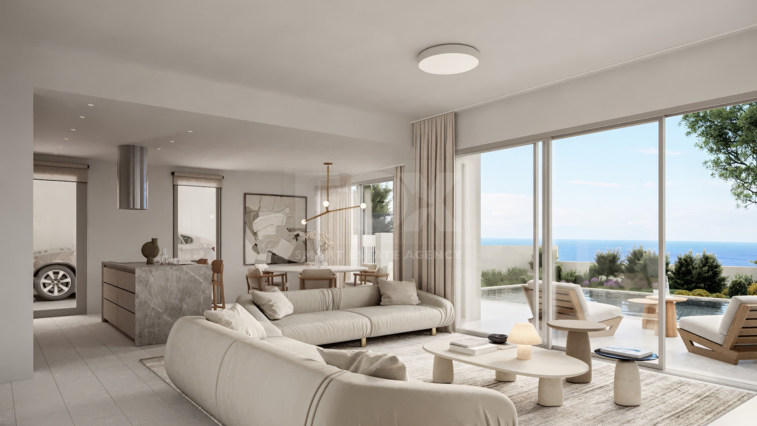 Two bedroom luxury villa with sea view in Peyia village for sale