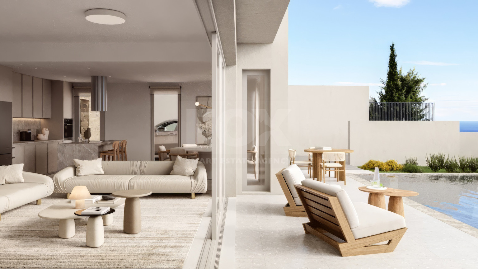 Two bedroom luxury villa with sea view in Peyia village for sale