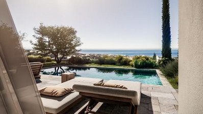 Two bedroom luxury villa with sea view in Peyia village for sale