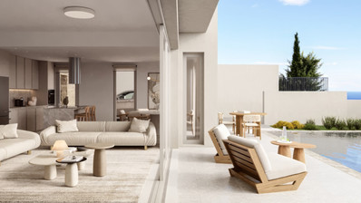 Two bedroom luxury villa with sea view in Peyia village for sale