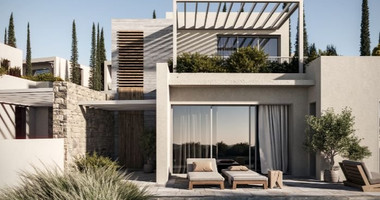 Three bedroom villa with sea view in Peyia village .