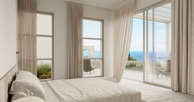 Three bedroom villa with sea view in Peyia village .