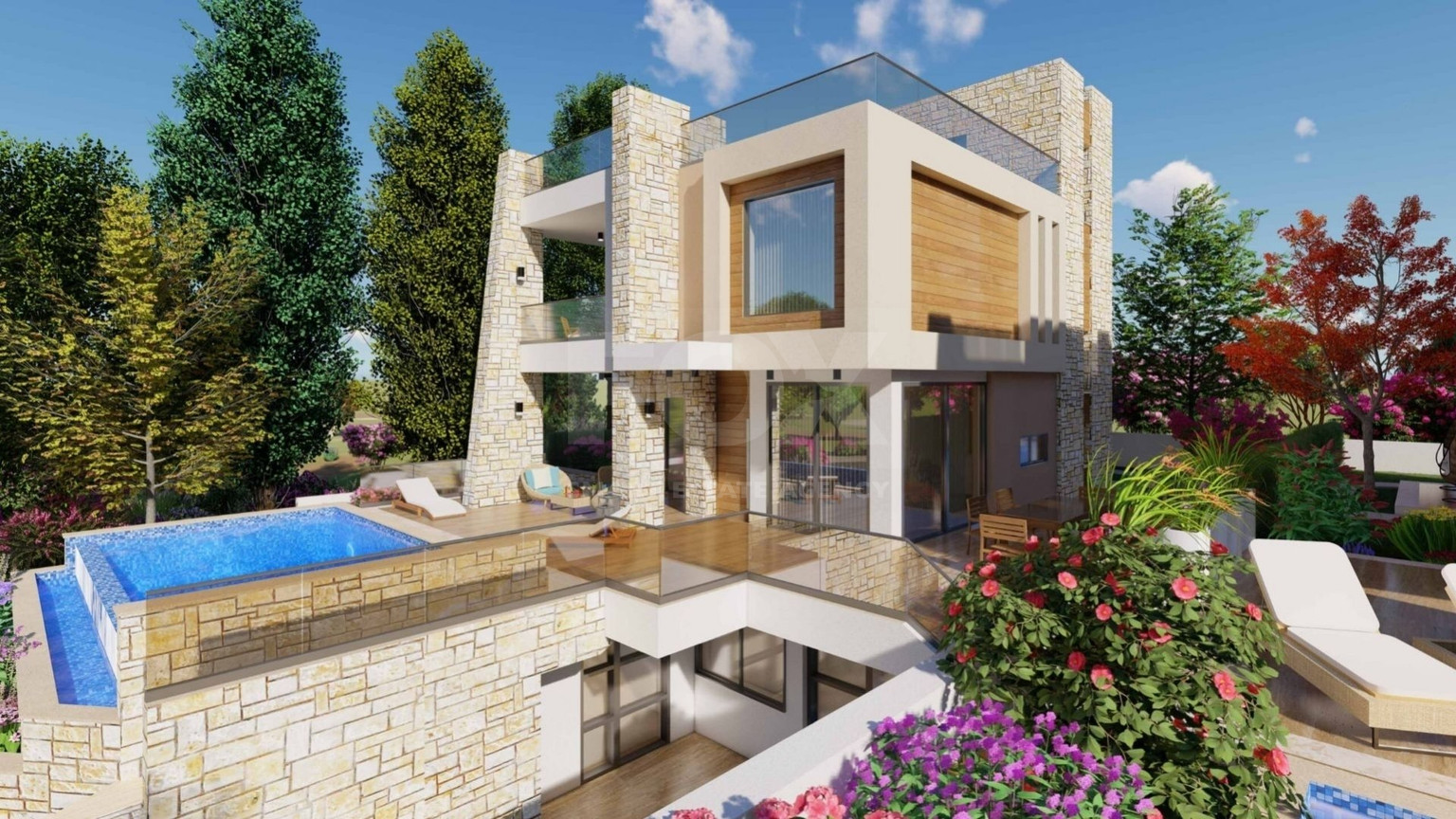 Four bedroom luxury villa with an extra bedroom at basement by the sea in Chloraka