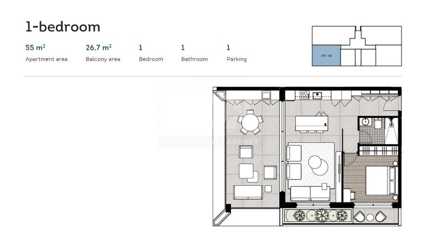 One bedroom fabulous apartment on first floor in the center of Paphos