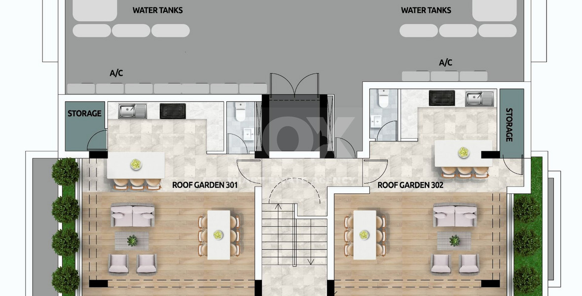 Brand new-Modern Design Top Floor Two Bedroom Apartment With Roof Garden
