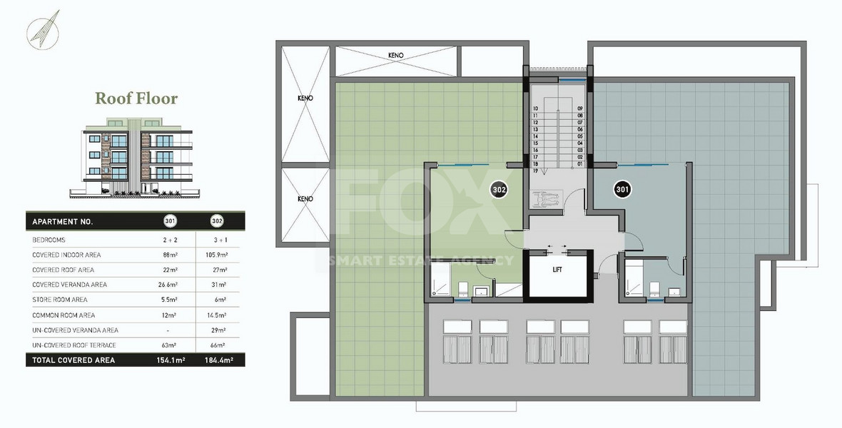 Top floor 2+2 apartment with Roof Garden for sale in Columbia, Limassol
