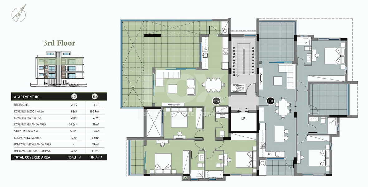 Top floor three bedroom apartment with Roof Garden for sale in Columbia, Limassol