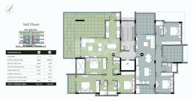 Top floor three bedroom apartment with Roof Garden for sale in Columbia, Limassol