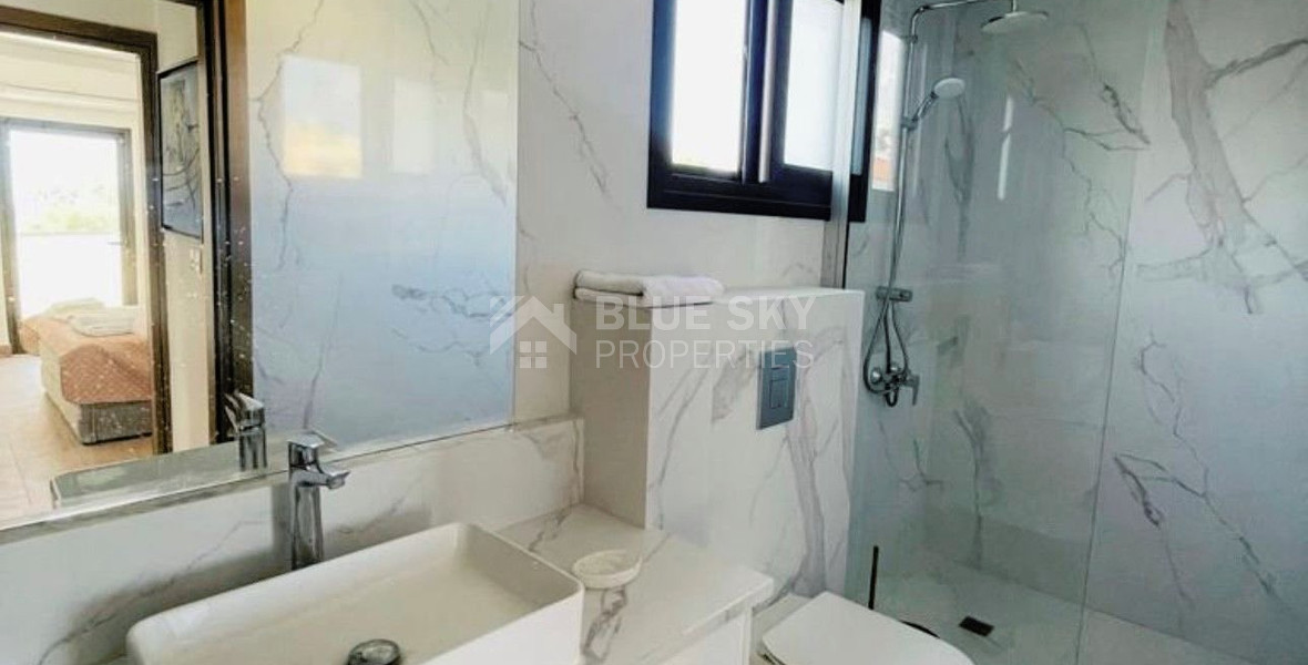 Furnished modern 5 bedroom villa with private roof terrace pool offering panoramic sea views.