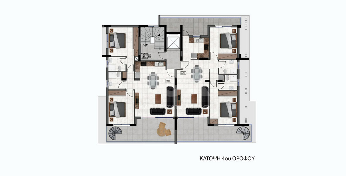 Brand New-Modern Design Two Bedroom Top Floor Apartment With Roof Garden And Pool, Walking Distance From Limassol Marina