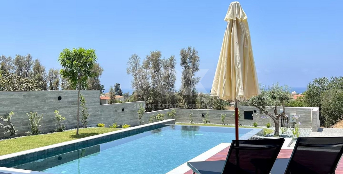 Three bedroom luxury villa with sea view in lower Chloraka community, in Paphos