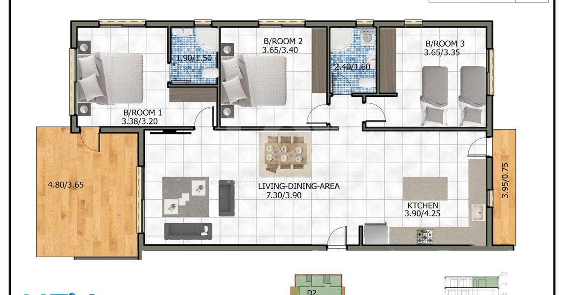 Top floor three bedroom apartment in Universal area