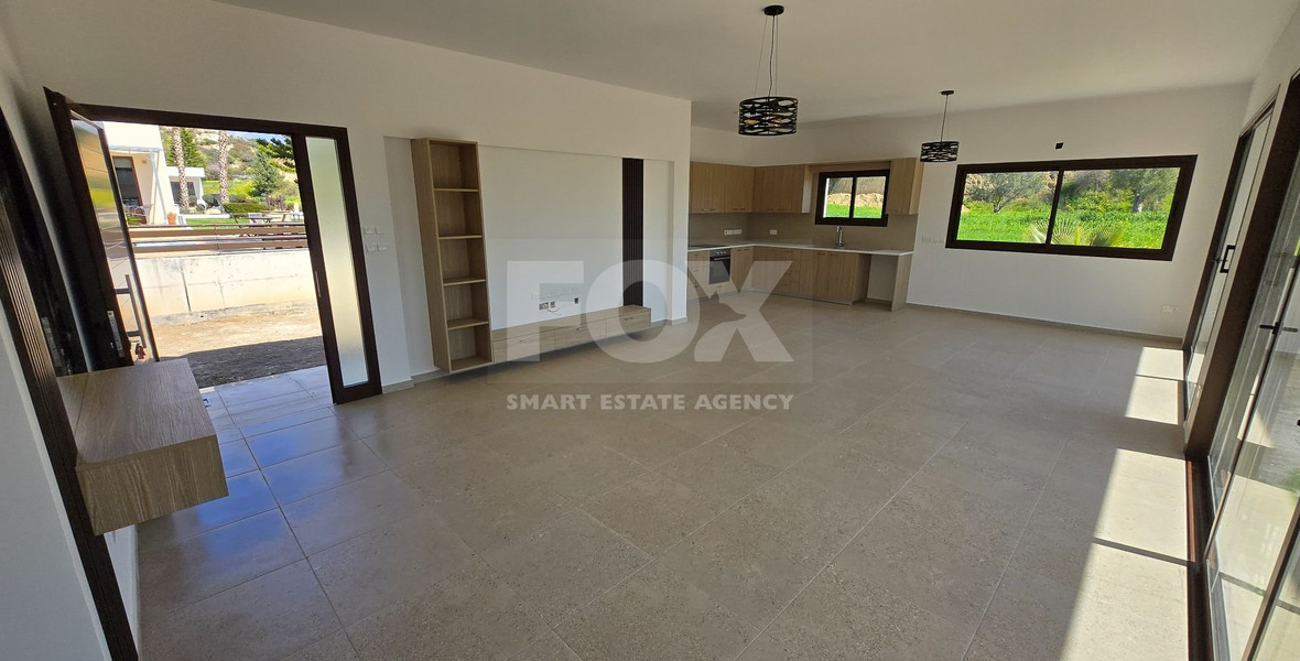 Luxury Three-Bedroom Villa for Rent in Pissouri: Brand-New in a Gated Complex with Gardens & Country Views