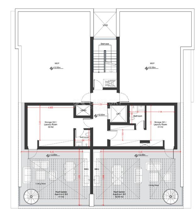 Top floor 2+1  bedroom apartment with Roof Garden for sale in Agios Nikolaos, Limassol