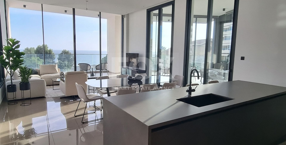 Beachfront Entire floor apartment 3 bedrooms + 1 staff room for rent in Pyrgos, Limassol