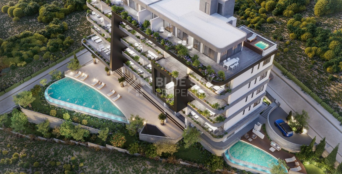 Modern three bedroom penthouse with private garden and jacuzzi for sale in Panthea