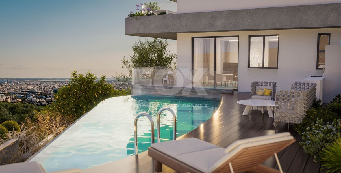 Modern three bedroom penthouse with private garden and jacuzzi for sale in Panthea