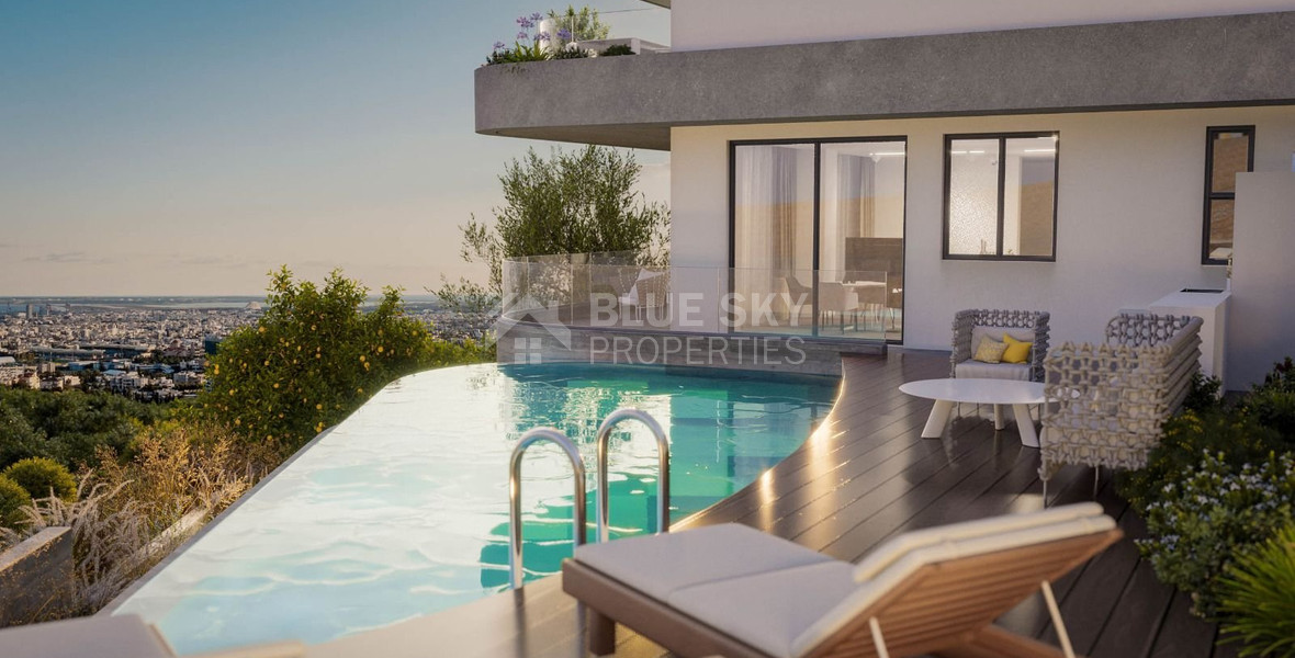 Modern three bedroom penthouse with private garden and jacuzzi for sale in Panthea
