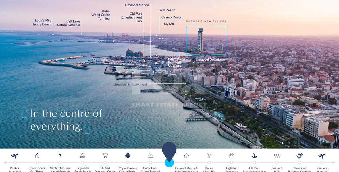 Luxury 3 Bedroom Seafront Apartment Near Limassol Marina | 15th Floor