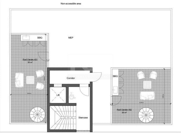 Top floor two bedroom apartment with roof garden for sale in Agios Ioannis, Limassol