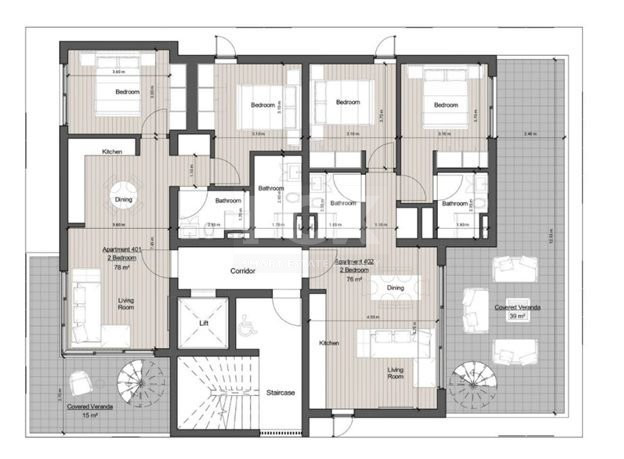 Top floor two bedroom apartment with roof garden for sale in Agios Ioannis, Limassol