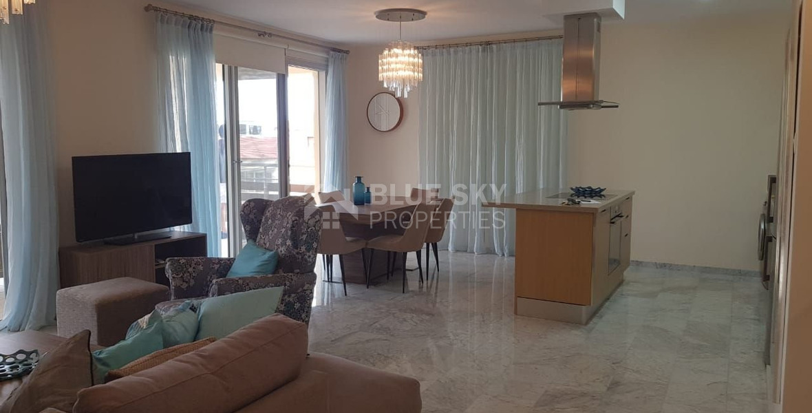 Fully furnished luxury 2 bedroom apartment with private garden for rent in Agios Tychonas