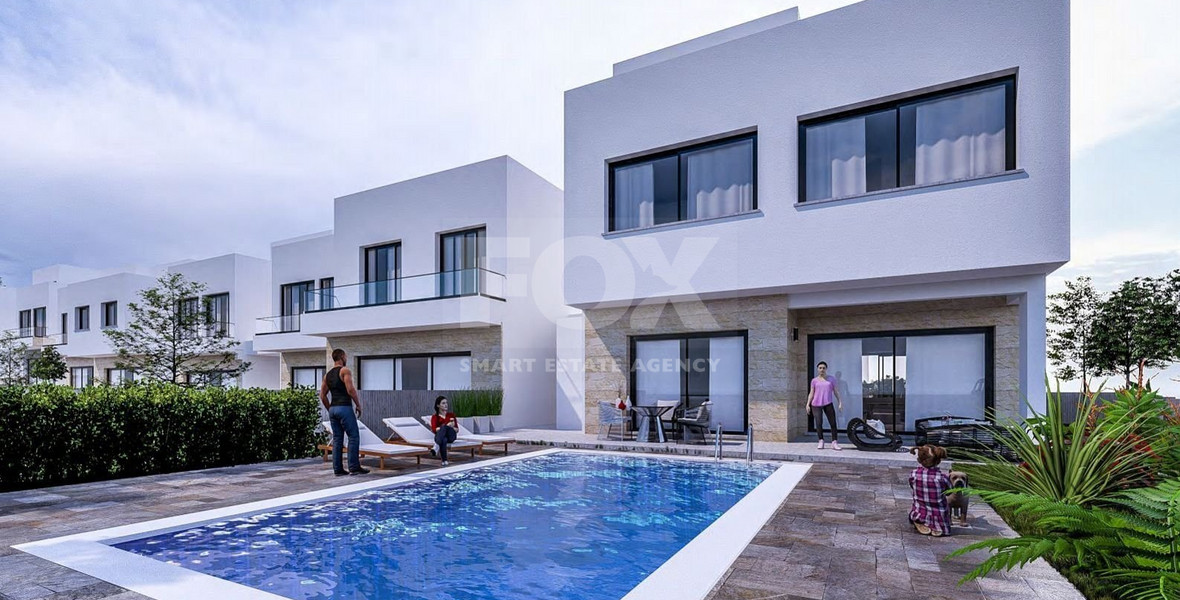 Three bedroom semi detached villa with private swimming pool for sale in Agios Athanasios, Limassol