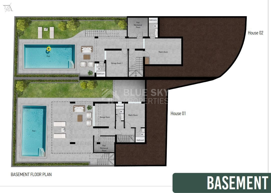 Contemporary Three Bedroom plus maid room Detached Villa with Swimming Pool and Roof Garden for sale in Ayios Athanasios, Limassol