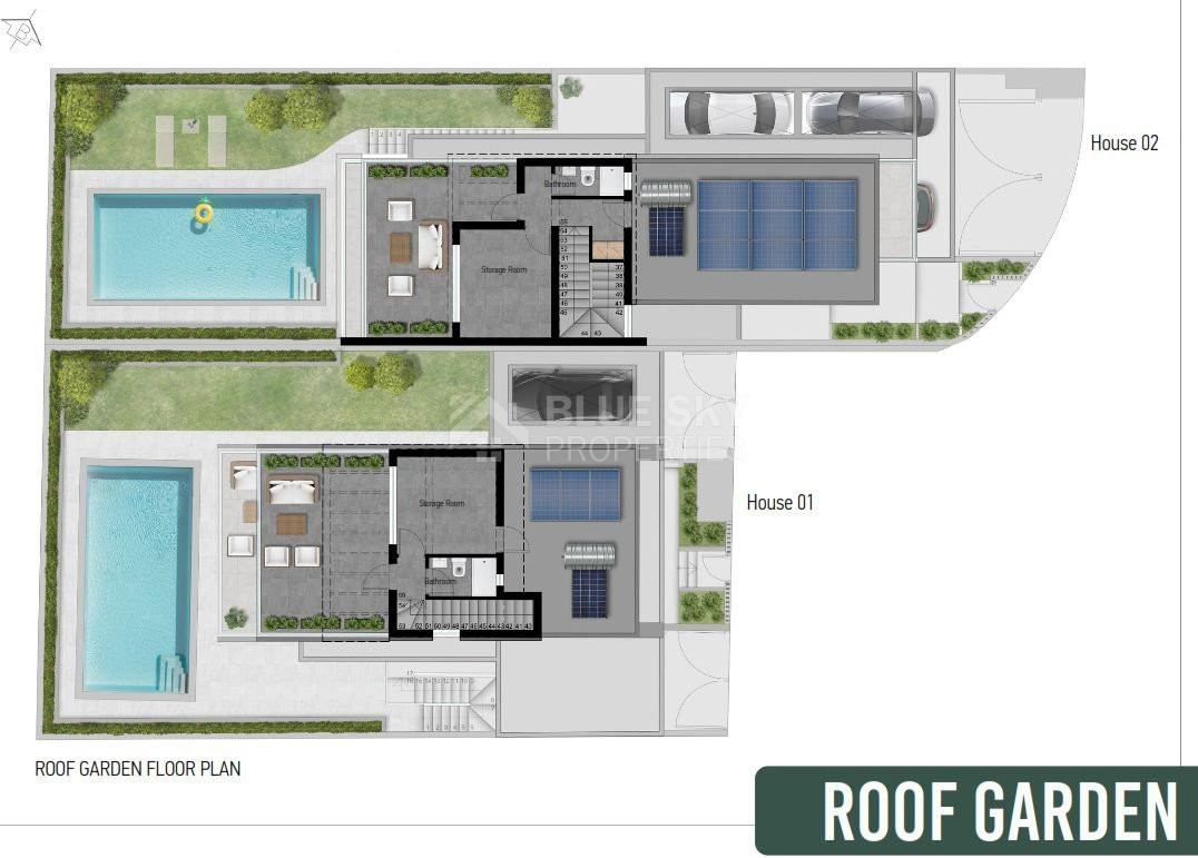 Contemporary Three Bedroom plus maid room Detached Villa with Swimming Pool and Roof Garden for sale in Ayios Athanasios, Limassol