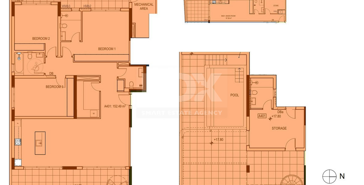 Three bedroom penthouse with roof garden & private pool for sale in Potamos Germasogeias, Limassol
