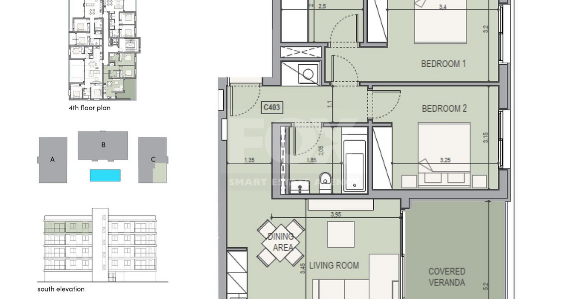 Top floor two bedroom apartment for sale in Zakaki, Limassol