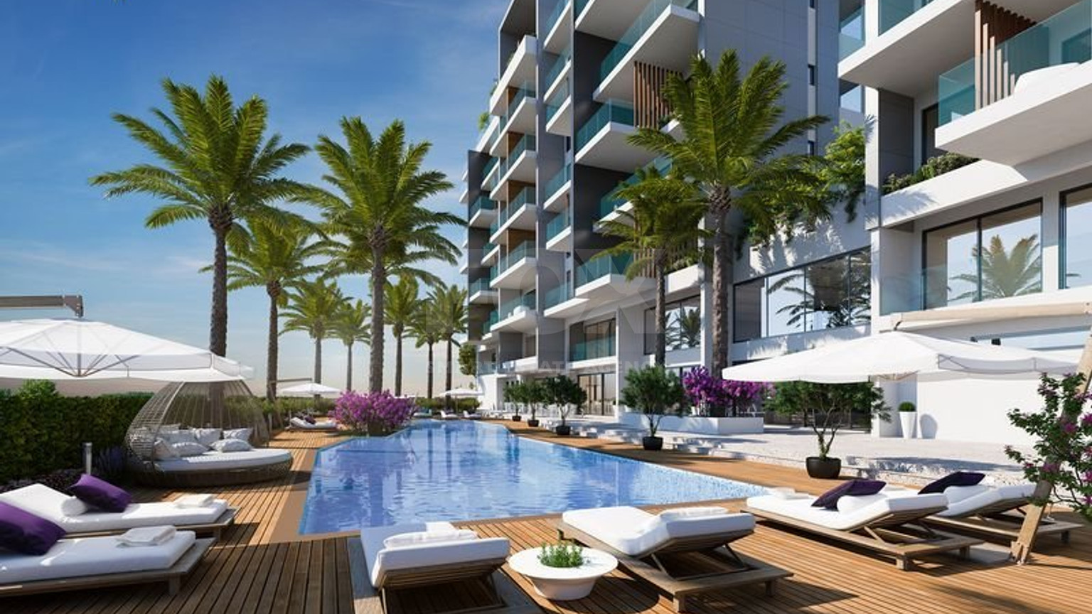 One-bedroom apartment for sale in luxury tower in Tombs of the Kings area, Paphos