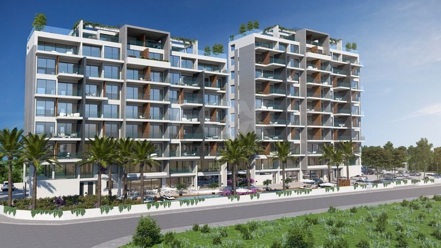 One-bedroom apartment for sale in luxury tower in Tombs of the Kings area, Paphos