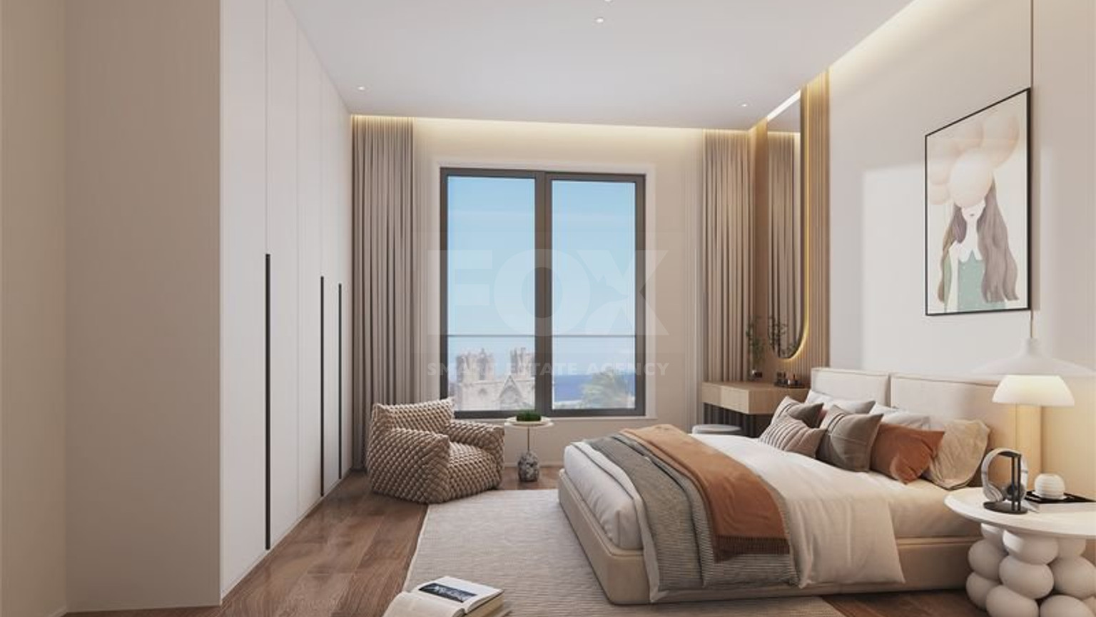 One-bedroom apartment for sale in luxury tower in Tombs of the Kings area, Paphos