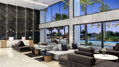 One-bedroom apartment for sale in luxury tower in Tombs of the Kings area, Paphos