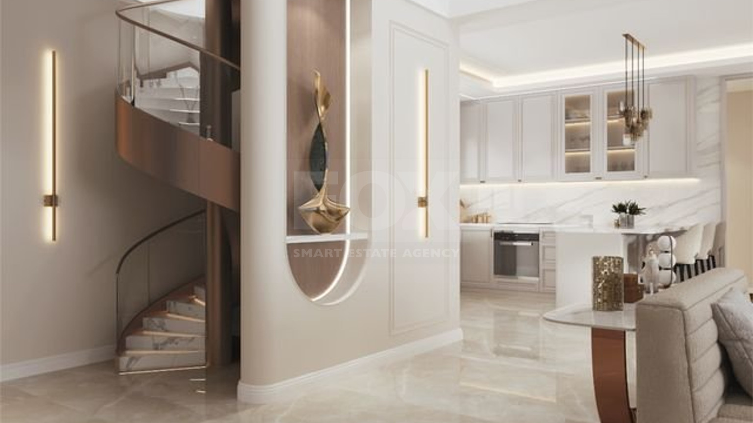 Five-bedroom penthouse apartment for sale in luxury tower in Tombs of the Kings area, Paphos