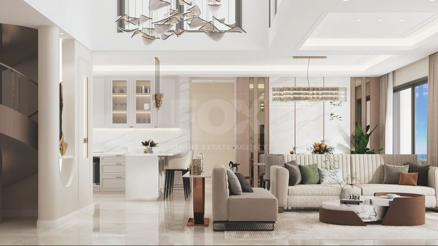 Five-bedroom penthouse apartment for sale in luxury tower in Tombs of the Kings area, Paphos