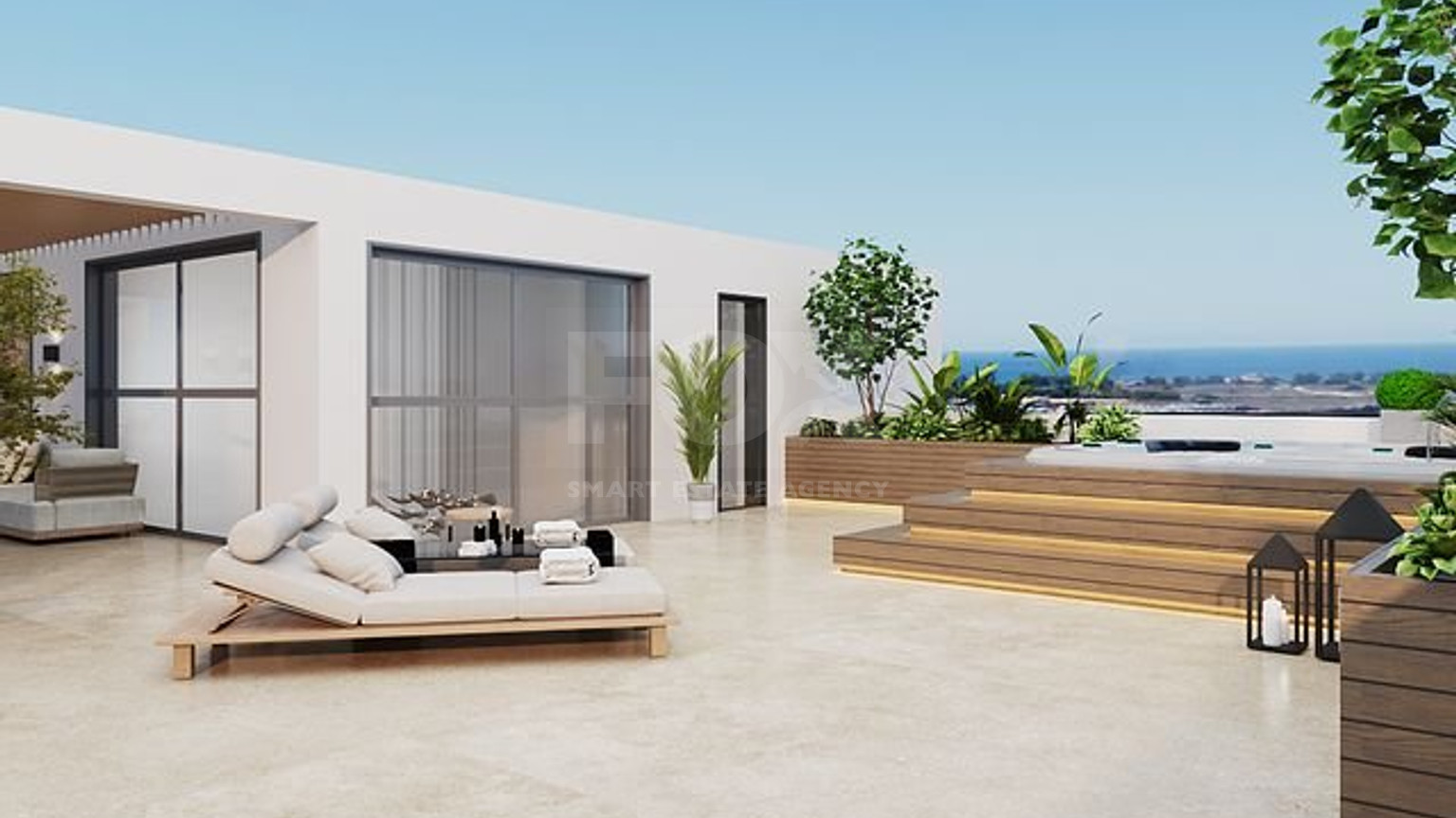 Five-bedroom penthouse apartment for sale in luxury tower in Tombs of the Kings area, Paphos