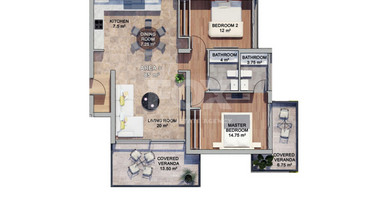 Two bedroom apartment for sale in Agios Tychonas Tourist area, Limassol