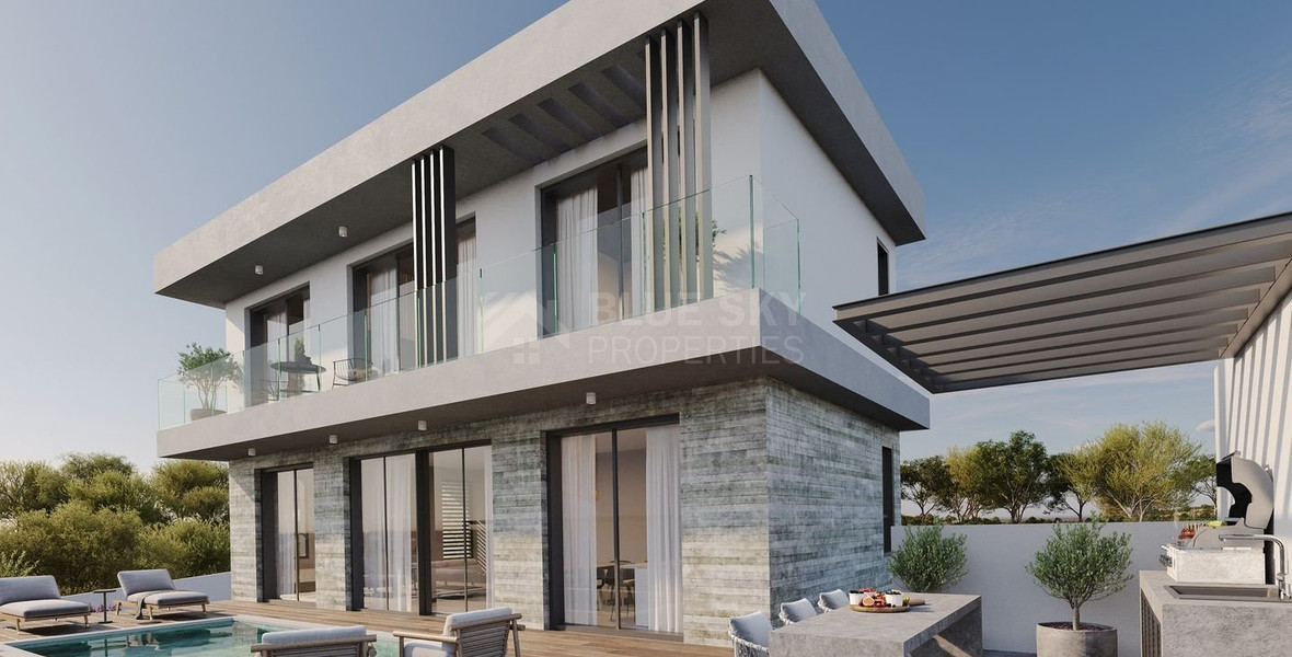 Luxury Three-Bedroom Villas for Sale in Geroskipou, Paphos – Panoramic Sea Views & Modern Design