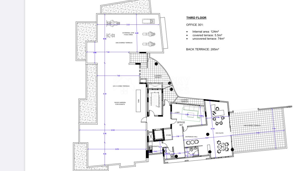 Top Floor Seaview Office in Paphos for rent