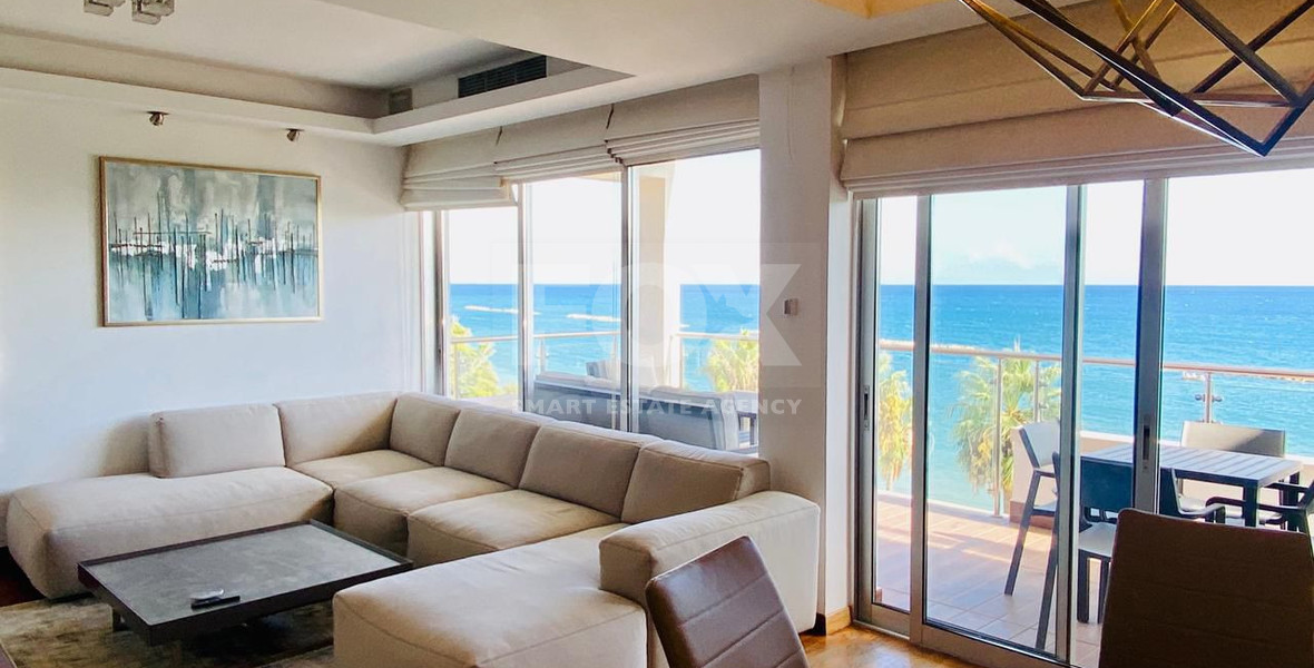 Seafront two bedroom apartment in Agios Tychonas (tourist area)  for rent  in Limassol